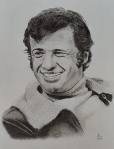 Portrait au crayon graphite de Jean Paul Belmondo jeune