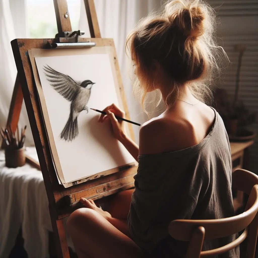 Portrait de l'artiste peignant à la main