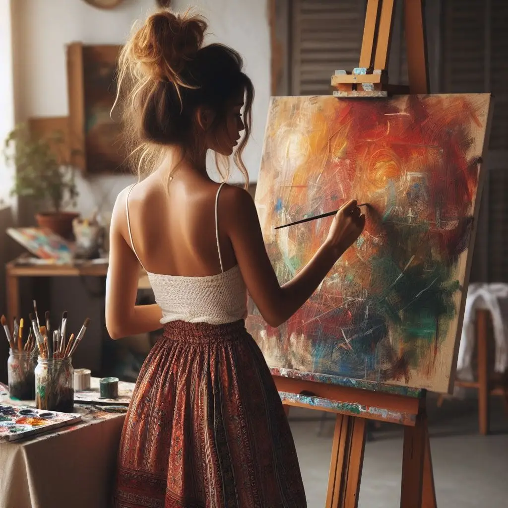 Peintre peignant sur une toile